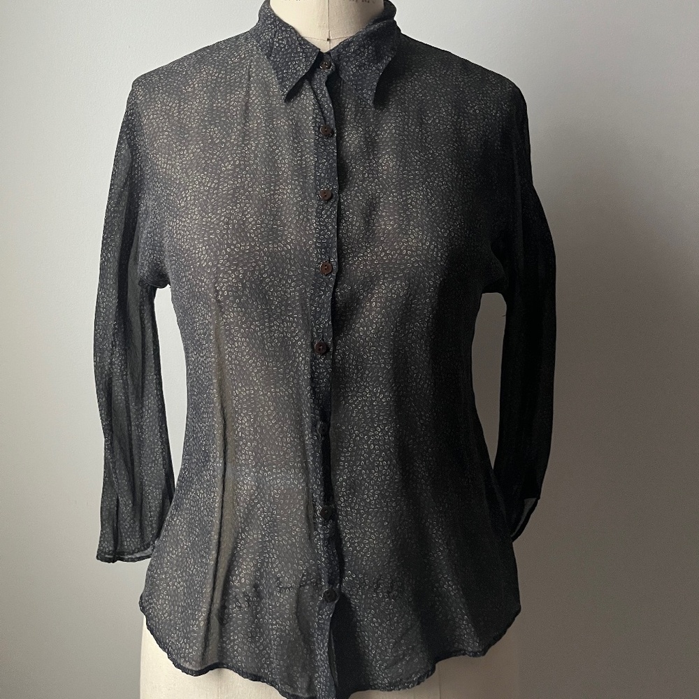 Cortana Sheer Patterned Button Down Top - image 1